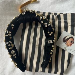 NWOT Jet black velvet w sparkle classic Lele headband
